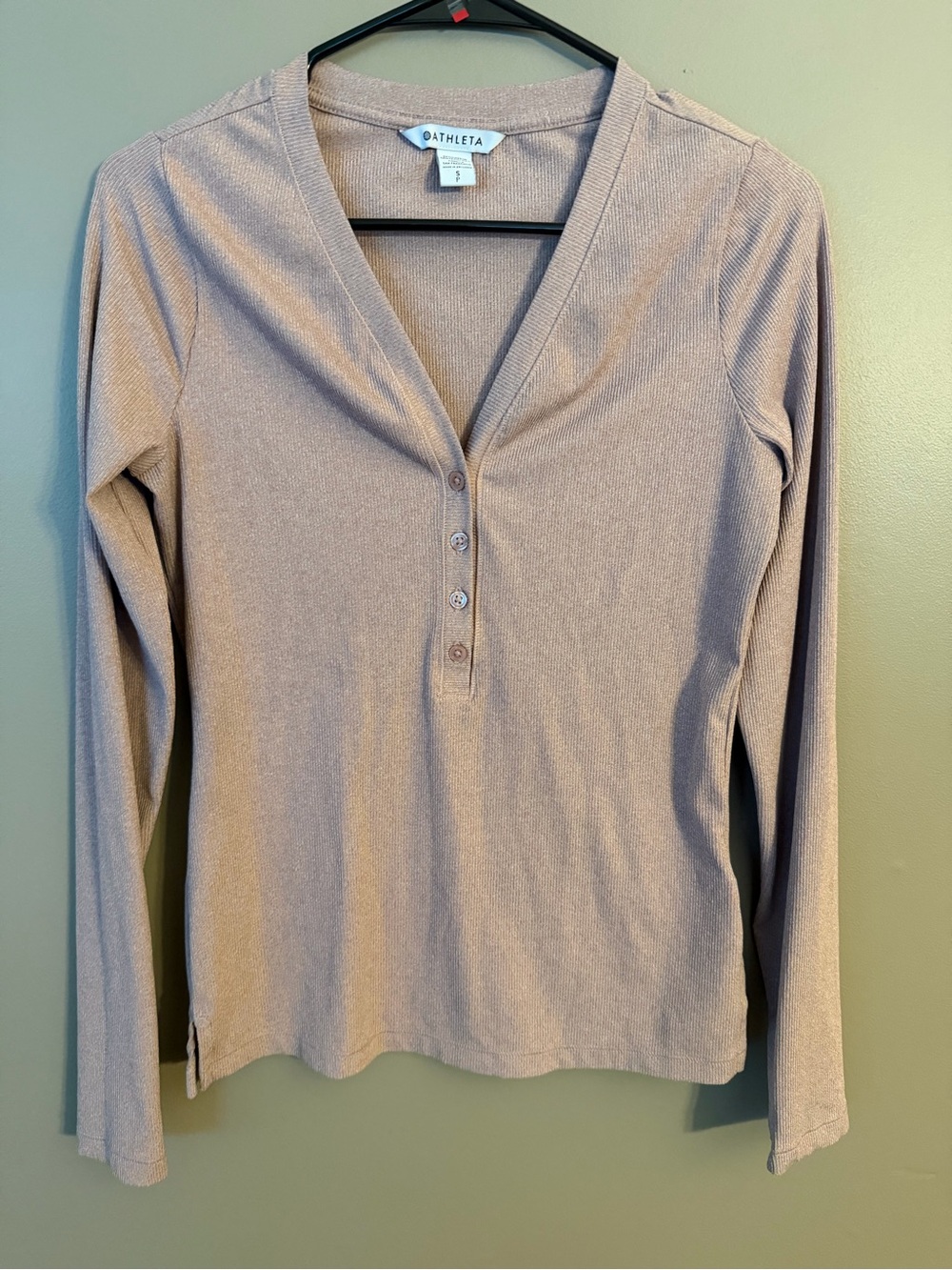 Athleta Long Sleeve Henley Top in Dusty Rose